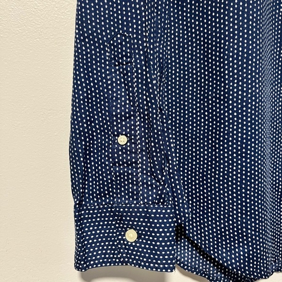 Club Monaco Men’s Slim Fit Navy Button-Down Shirt M – Micro Dot Print - Picture 6 of 13